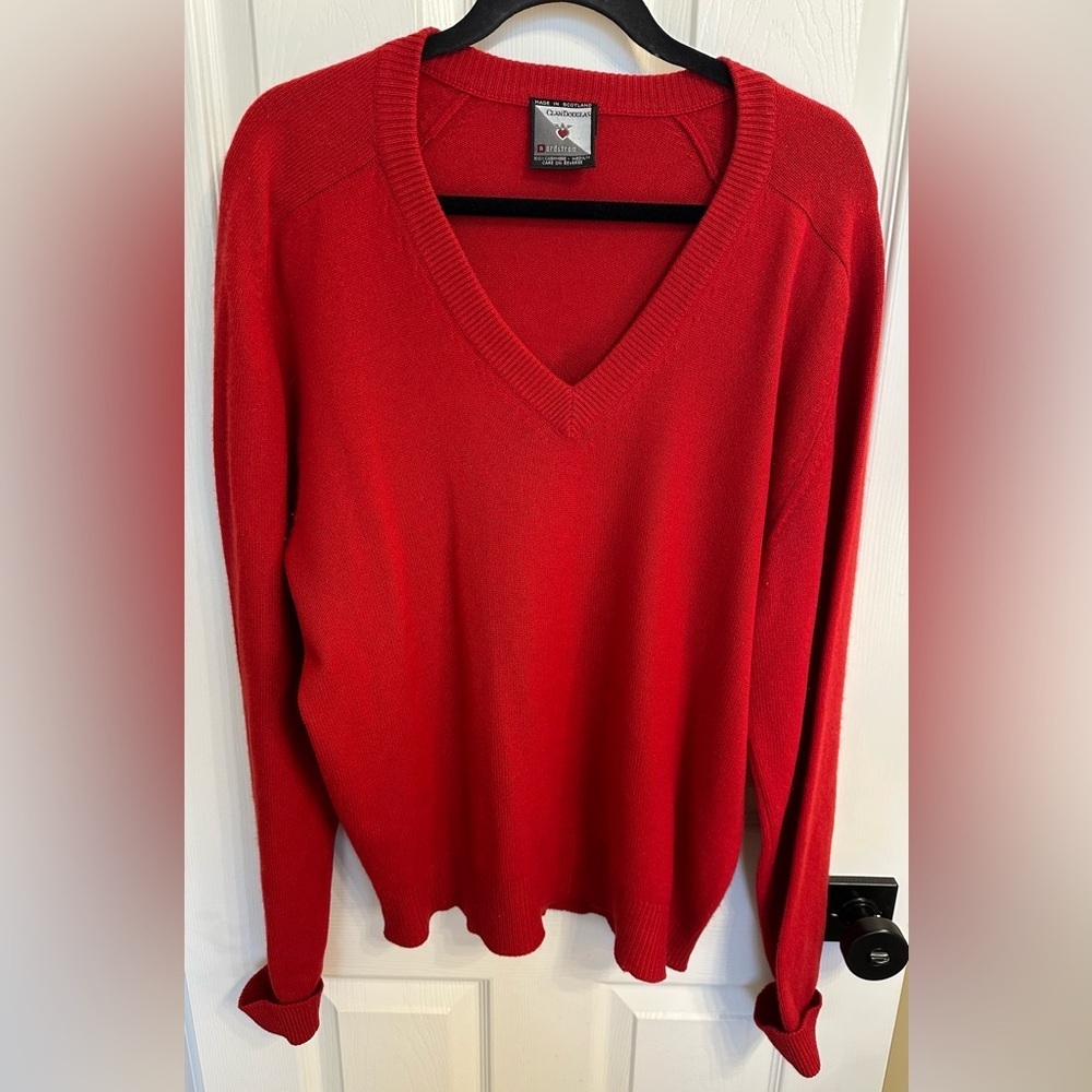Men’s Clan Douglas for Nordstrom CASHMERE V-Neck Sweater in Bold Red Size Medium